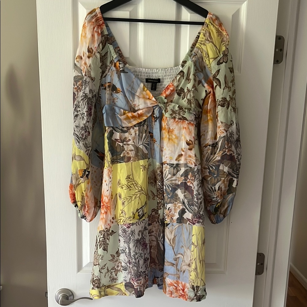 Banana Republic Ramie Twist Dress Patchwork Print size small tall